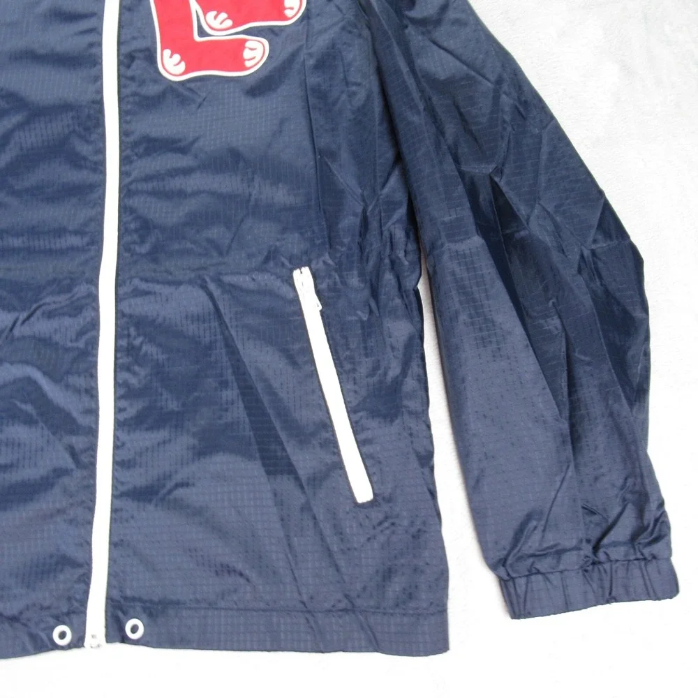 Boston Red Sox Jacket Mens Small Mitchell & Ness Blue Full Zip Wind Rain Ripstop